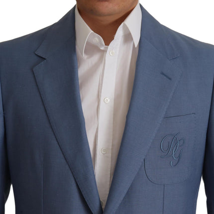 Dolce & Gabbana Blue Single Breasted Logo Blazer Jacket