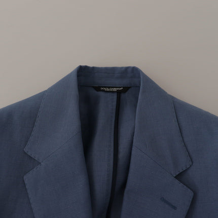 Dolce & Gabbana Blue Single Breasted Logo Blazer Jacket