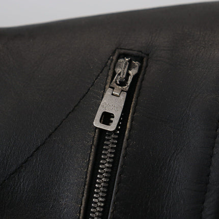 Dolce & Gabbana Black Leather Zipper Biker Coat Jacket