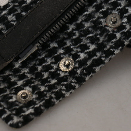 Dolce & Gabbana Black Houndstooth Polyester Bomber Jacket
