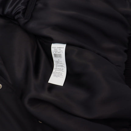 Dolce & Gabbana Black Nylon Crystals Coat Buttons Jacket
