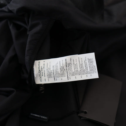 Dolce & Gabbana Black Leather Hooded Blouson Coat Jacket