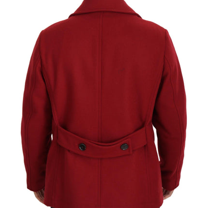 Dolce & Gabbana Red Wool Double Breasted Coat Jacket