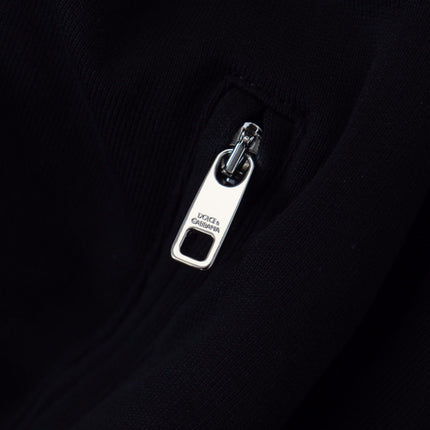 Dolce & Gabbana Black Polyester Hooded Full Zip Jacket