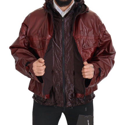 Dolce & Gabbana Bordeaux Cotton Hooded Full Zip Jacket
