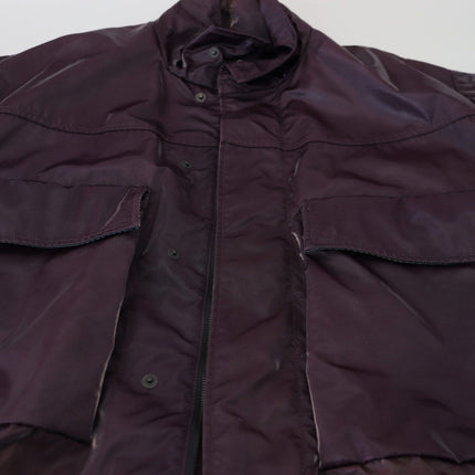 Dolce & Gabbana Purple Nylon Collared Biker Coat Jacket
