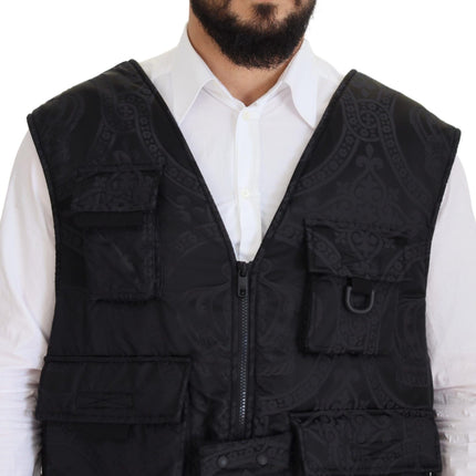 Dolce & Gabbana Black Nylon Full Zip Sleeveless Jacket