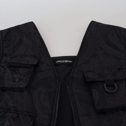 Dolce & Gabbana Black Nylon Full Zip Sleeveless Jacket