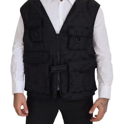 Dolce & Gabbana Black Nylon Full Zip Sleeveless Jacket