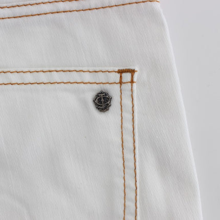 Cavalli White Cotton Blend Slim Fit Jeans