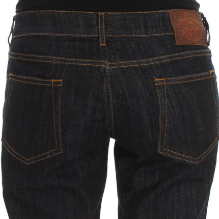Cavalli Blue Cotton Straight Fit Stretch Jeans