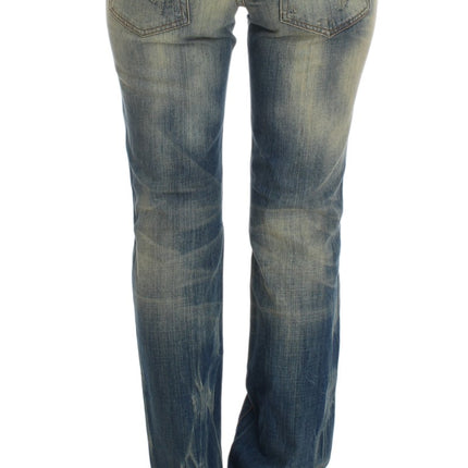 Cavalli Blue Wash Cotton Slim Fit Bootcut Jeans