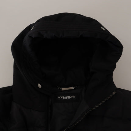Dolce & Gabbana Black Nylon Hooded Parka Coat Winter Jacket