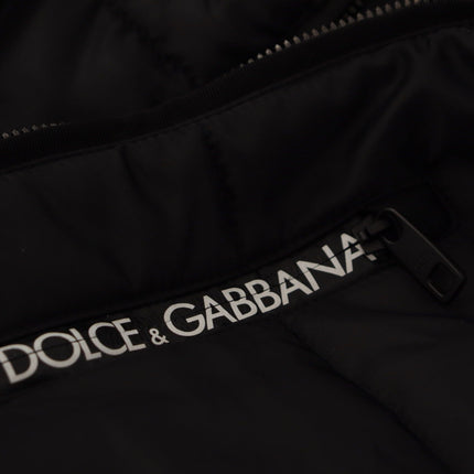 Dolce & Gabbana Black Nylon Hooded Parka Coat Winter Jacket