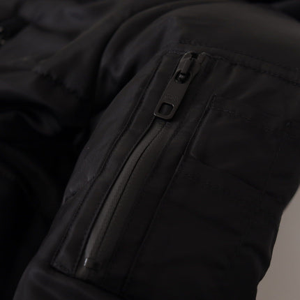 Dolce & Gabbana Black Nylon Hooded Parka Coat Winter Jacket