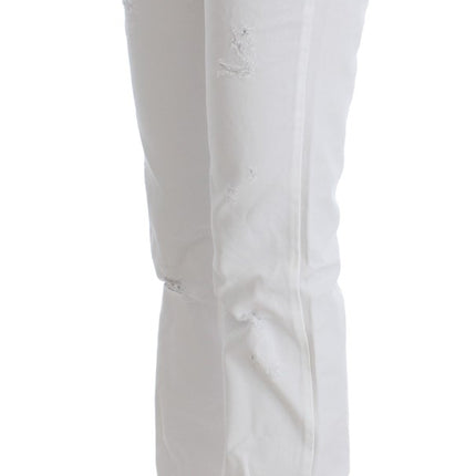 Costume National White Cotton Slim Fit Denim Bootcut Jeans