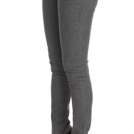 Costume National Gray Cotton Blend Slim Fit Jeans