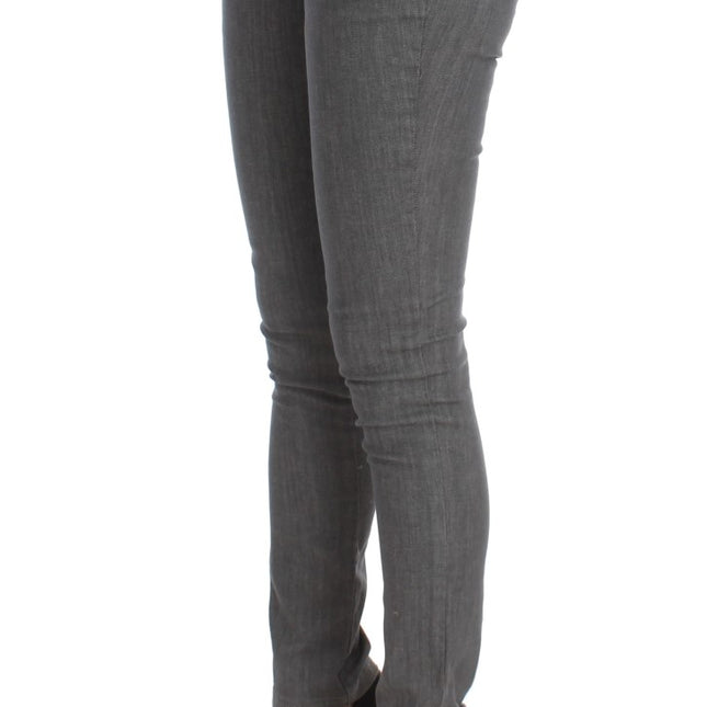 Costume National Gray Cotton Blend Slim Fit Jeans