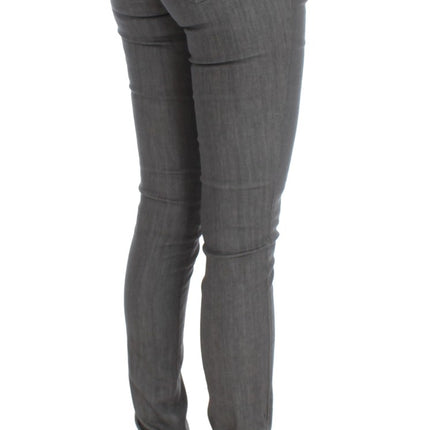 Costume National Gray Cotton Blend Slim Fit Jeans