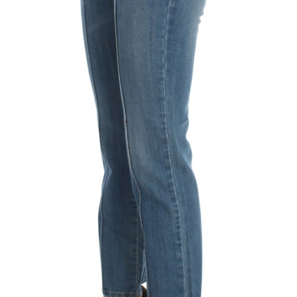 Costume National Blue Cotton Slim Fit Cropped Jeans