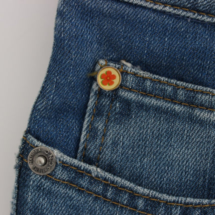 Costume National Blue Cotton Slim Fit Cropped Jeans