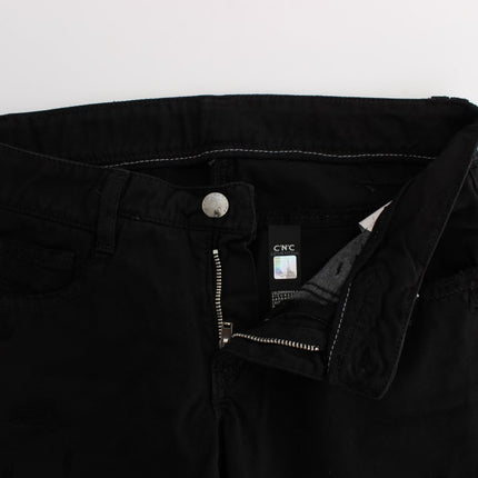 Costume National Black Cotton Slim Fit Bootcut Jeans