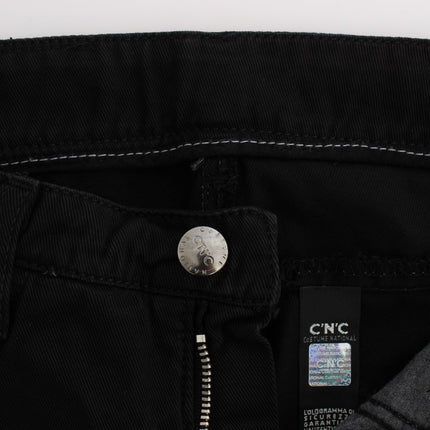 Costume National Black Cotton Slim Fit Bootcut Jeans