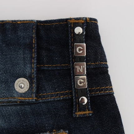 Costume National Blue Cotton Slim Fit Bootcut Jeans