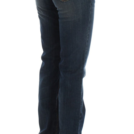 Costume National Blue Cotton Blend Bootcut Jeans