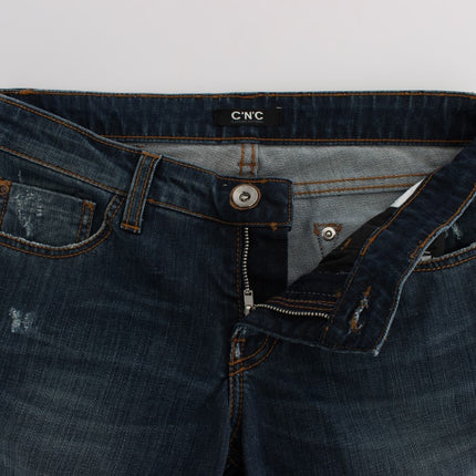 Costume National Blue Cotton Blend Bootcut Jeans