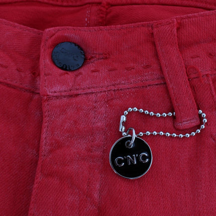 Costume National Red Cotton Blend Super Slim Fit Jeans