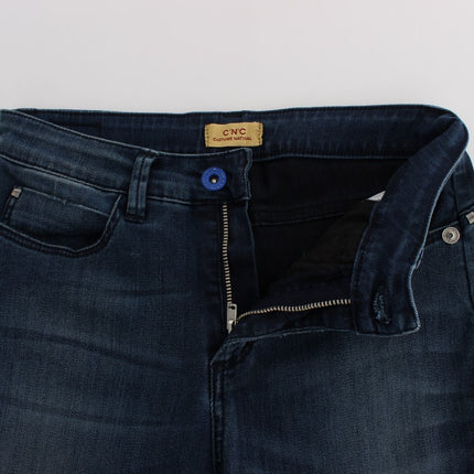Costume National Blue Cotton Blend Slim Fit Jeans