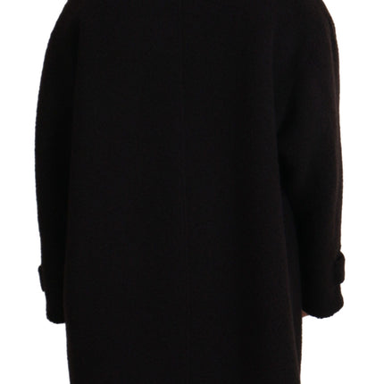 Dolce & Gabbana Black Alpaca Button Down Trench Coat Jacket