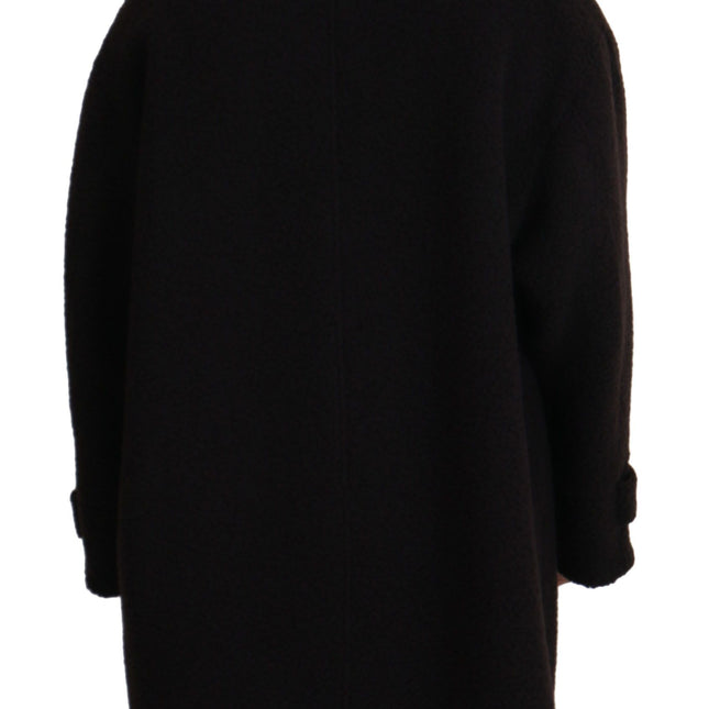 Dolce & Gabbana Black Alpaca Button Down Trench Coat Jacket