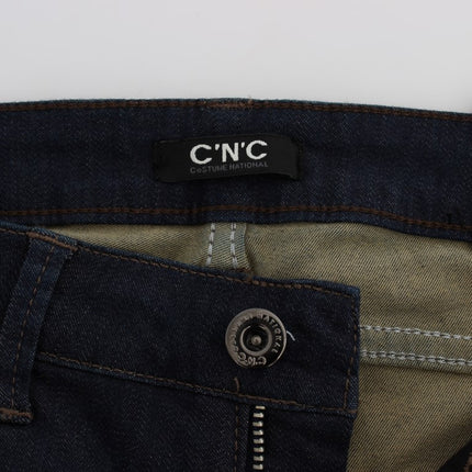 Costume National Blue Cotton Blend Slim Fit Jeans