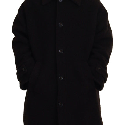 Dolce & Gabbana Black Alpaca Button Down Trench Coat Jacket