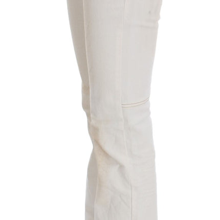 Costume National White Cotton Slim Fit Bootcut Jeans
