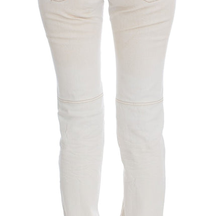 Costume National White Cotton Slim Fit Bootcut Jeans