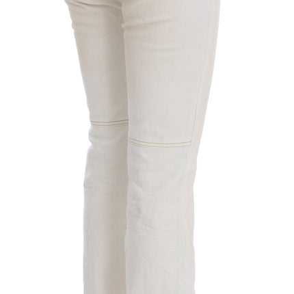 Costume National White Cotton Slim Fit Bootcut Jeans