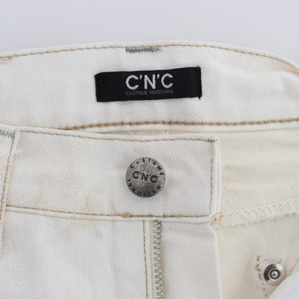 Costume National White Cotton Slim Fit Bootcut Jeans
