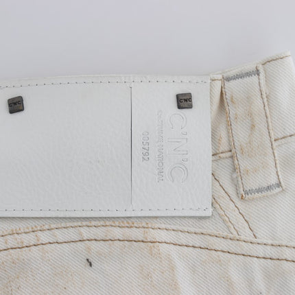 Costume National White Cotton Slim Fit Bootcut Jeans