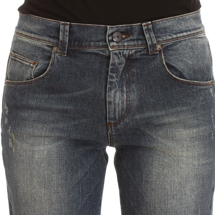 Ermanno Scervino Blue Wash Cotton Blend Slim Fit Jeans