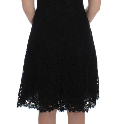 Dolce & Gabbana Black Floral Lace Shift Knee Length Dress