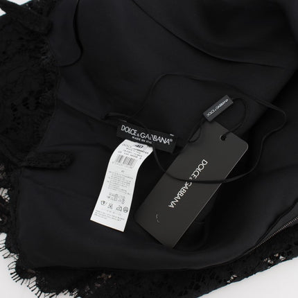Dolce & Gabbana Black Floral Lace Shift Knee Length Dress