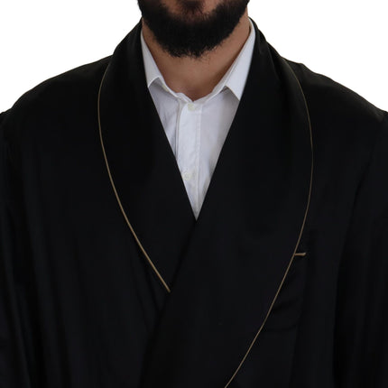 Dolce & Gabbana Black 100% Silk Robe Coat Wrap  Jacket