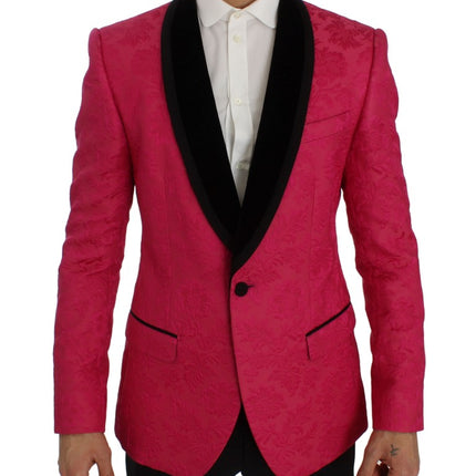 Dolce & Gabbana Pink Floral Brocade Slim Blazer Jacket Dolce & Gabbana