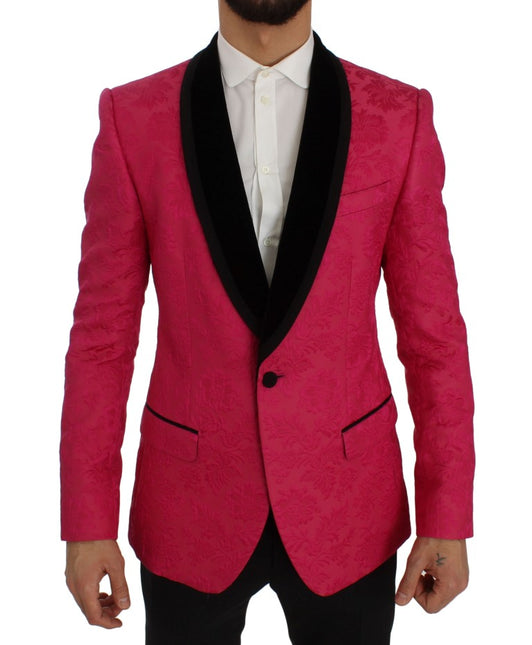 Dolce & Gabbana Pink Floral Brocade Slim Blazer Jacket Dolce & Gabbana