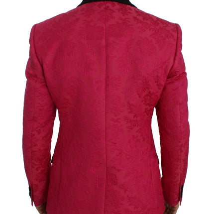Dolce & Gabbana Pink Floral Brocade Slim Blazer Jacket Dolce & Gabbana