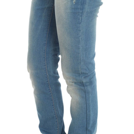 John Galliano Blue Wash Cotton Blend Slim Fit Jeans