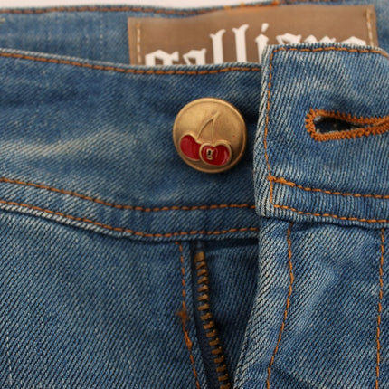 John Galliano Blue Wash Cotton Blend Slim Fit Jeans